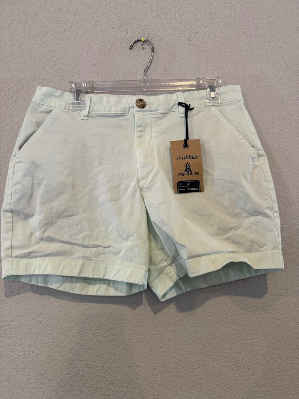 Chubbies Mens Shorts NWT 5'5 the Sea Foam 33s